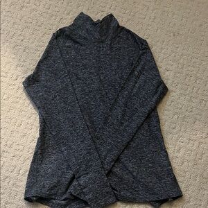 Gray Long Sleeve Turtleneck Top with ruffle bottom